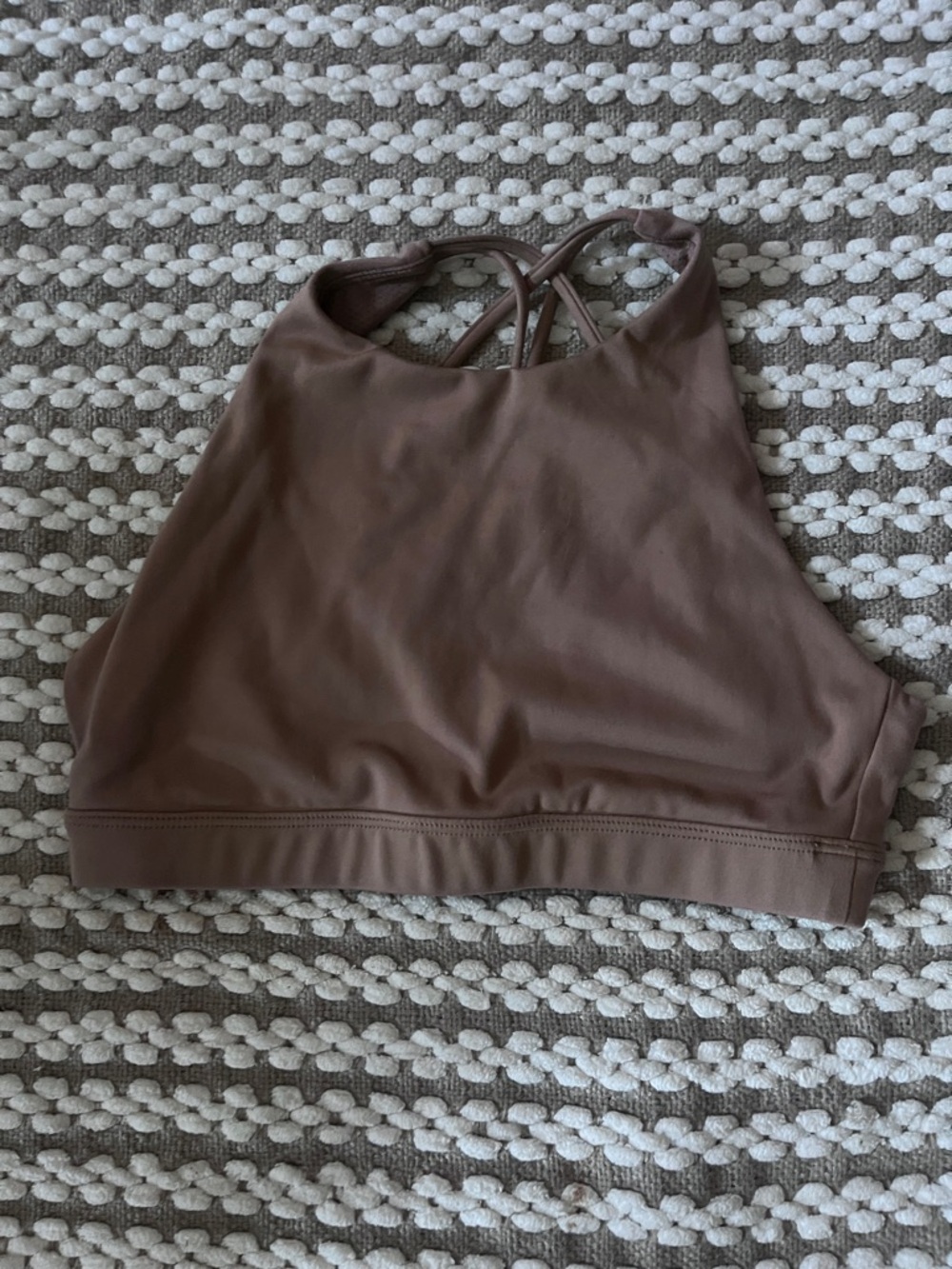 High-Neck Strappy Sports Bra Crop Top - Taupe